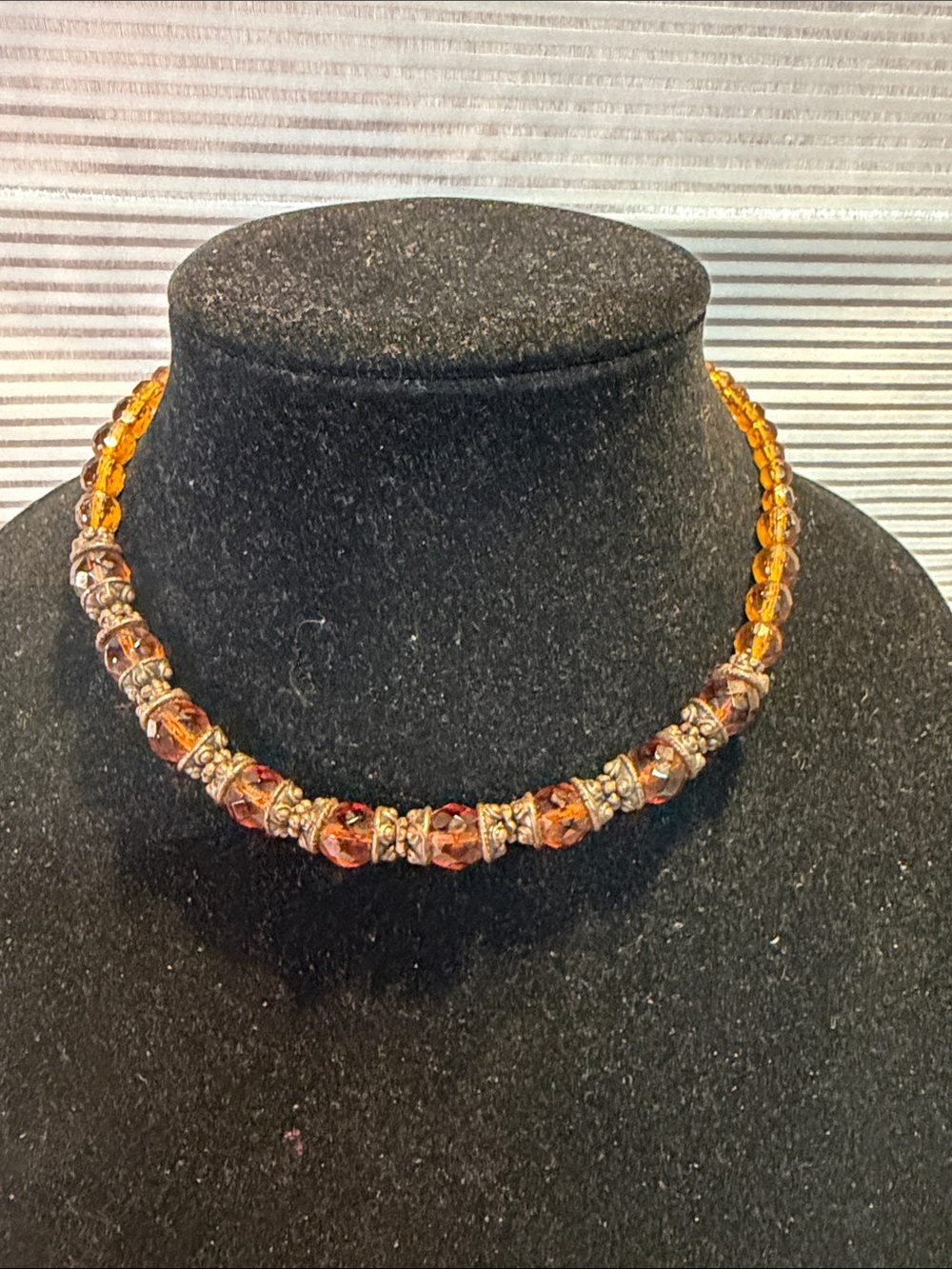 1928 Amber Glass Bead Choker Necklace - Women Jewelry
